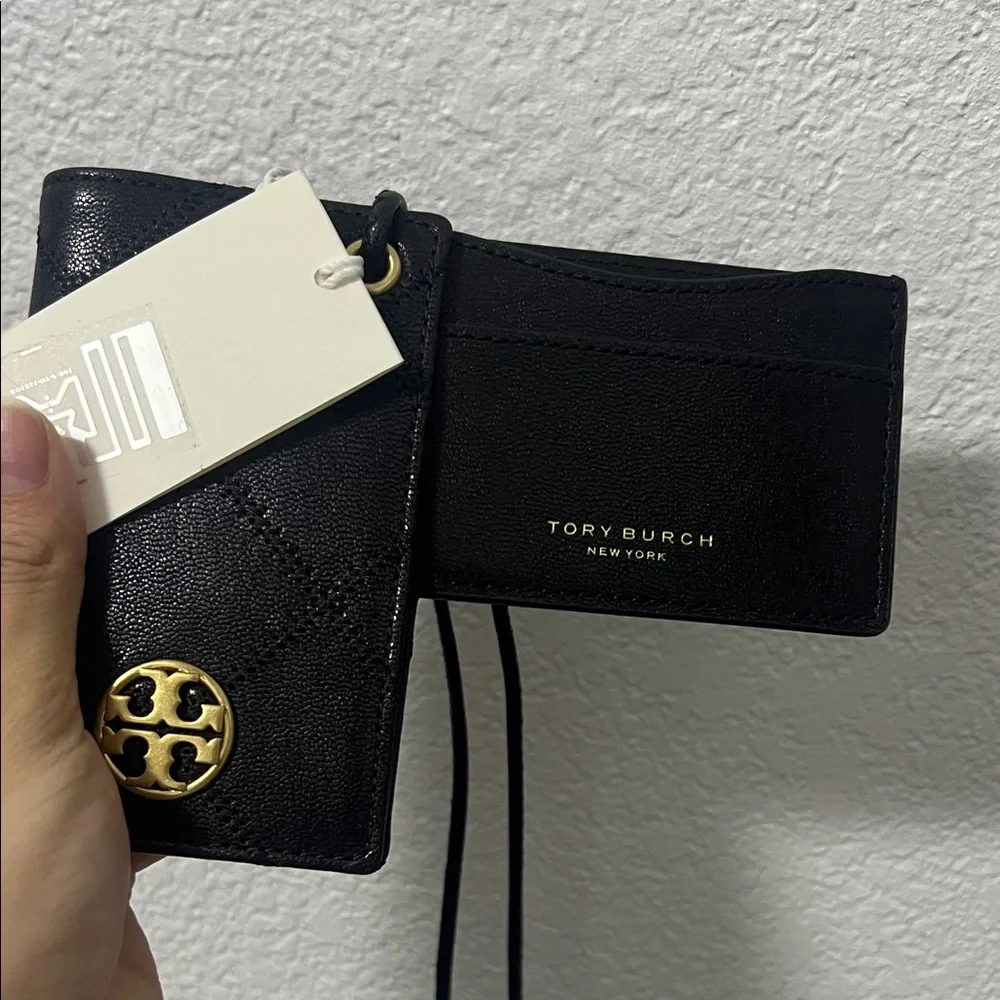 Tory Burch Black Wallet with Gold Logo
